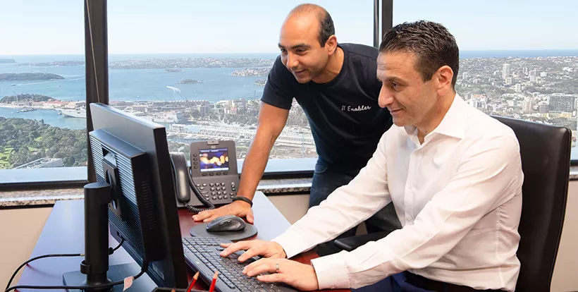 Serviced Office with an amazing view where an IT technician supports the client — 24/7 professional IT support included.