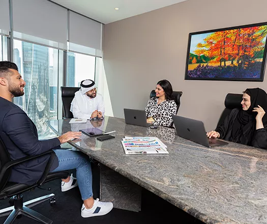 Clients meeting in a fully equipped boardroom with premium service and first-class IT at Servcorp Tornado Tower.